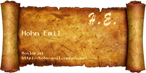 Hohn Emil névjegykártya